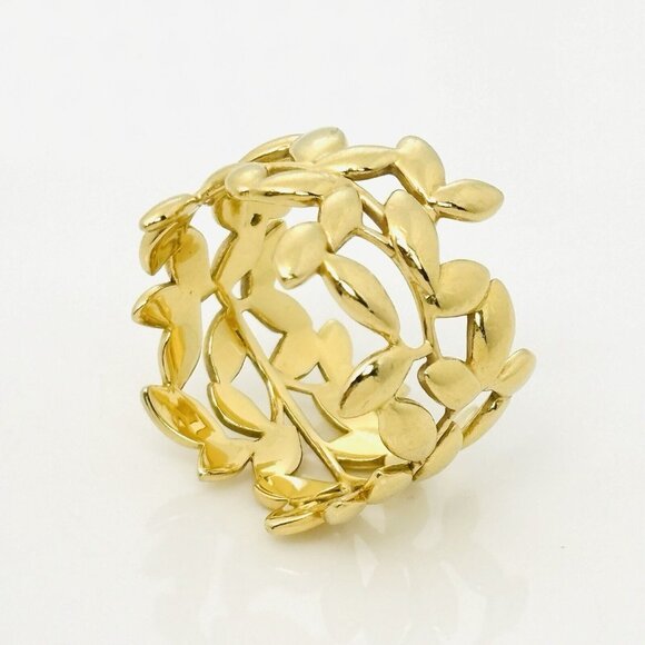 Size 7 Tiffany & Co Wide Olive Leaf Band Ring in Yellow Gold by Paloma Picasso - Picture 6 of 7